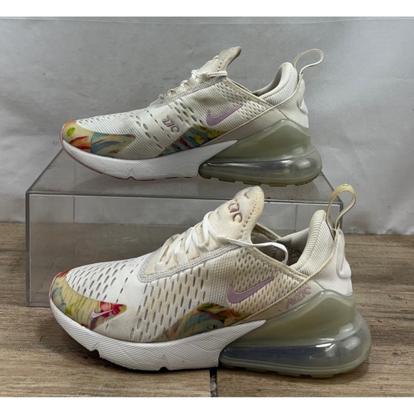 Nike Air Max 270 Floral Running Shoes White Pink Women's Size 7 Sneakers - Picture 2 of 10